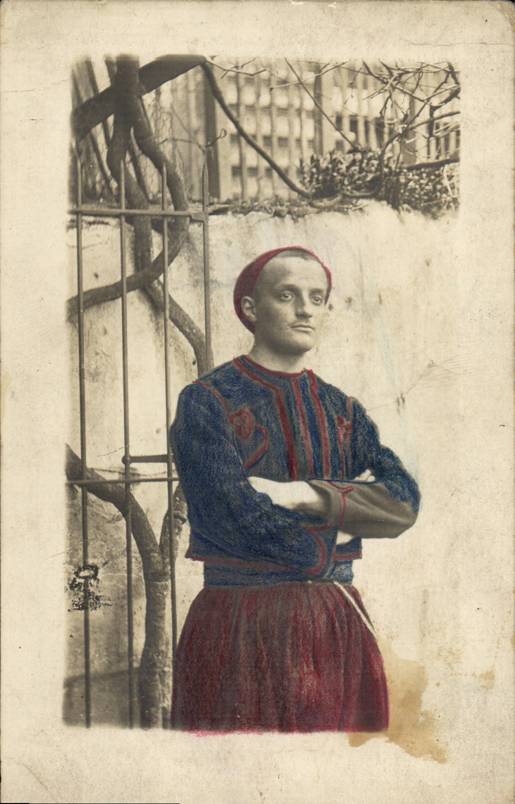 CARTE PHOTO Soldat Militaria au dos article Paradis Marius zouave de la 43eme compagnie 