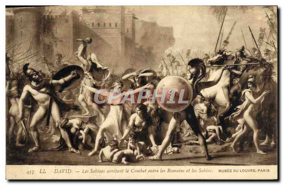 CPA David Les Sabines arretant le combat entre les Romains et les Sabins Musee du Louvre Paris 