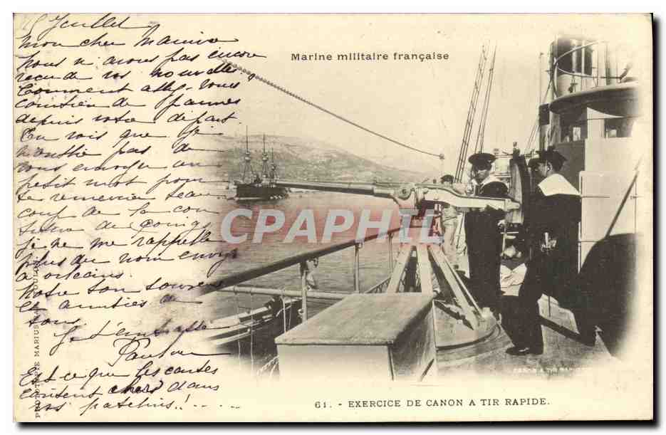 CPA Exercice de canon a tir rapide Bateau 