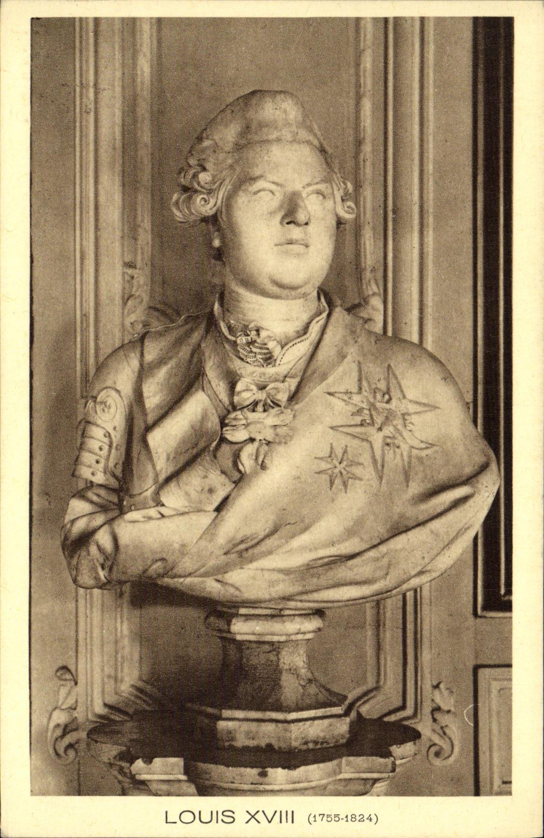 Buste de Louis XVIII (1755-1824) — statue en marbre — éditeur BRAUN & Cie, n° 1128
