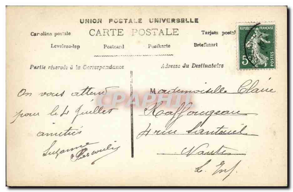 CPA Fantaisie Femme Velo cycle St Nazaire — Verso