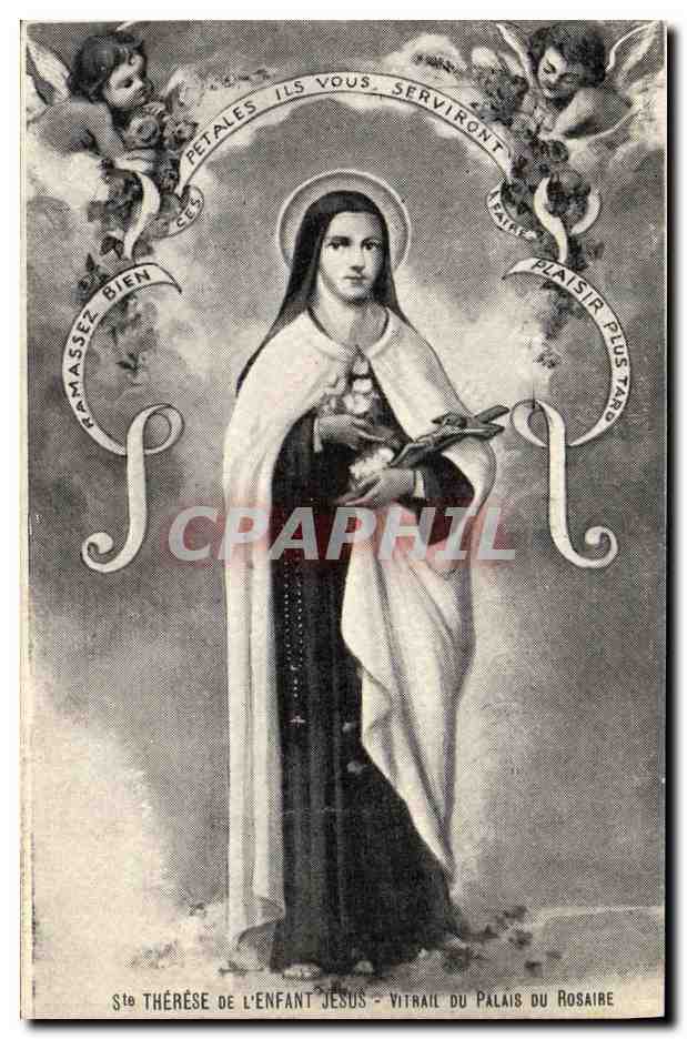 CPA Ste Therese de l enfant Jesus vitrail du palais du rosaire Anges