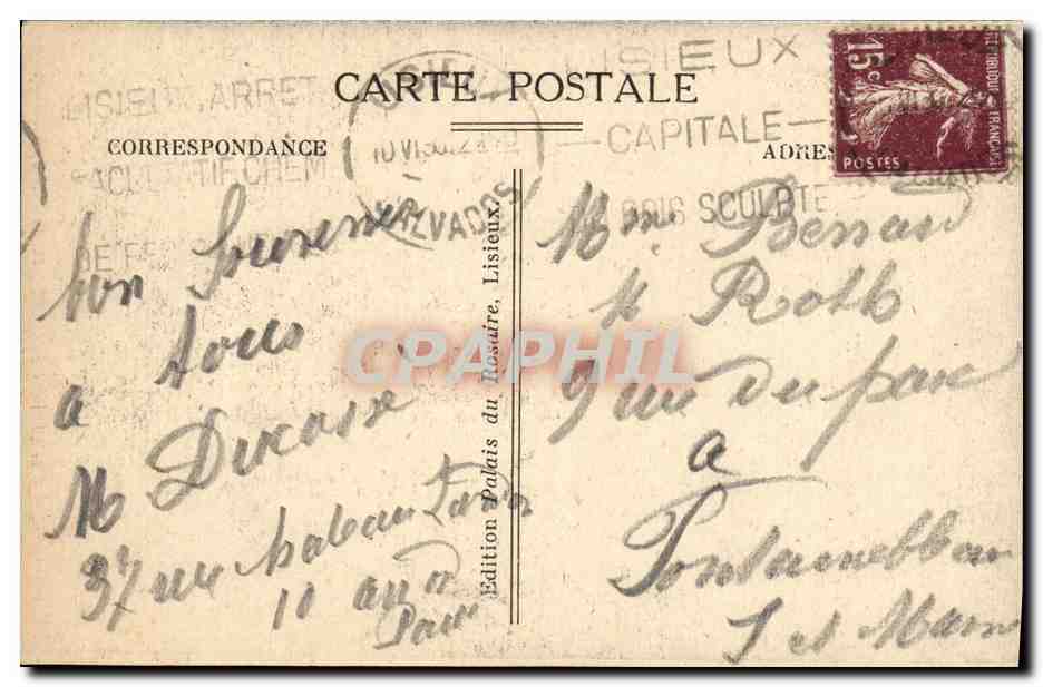 CPA Ste Therese de l enfant Jesus vitrail du palais du rosaire Anges — Rückseite