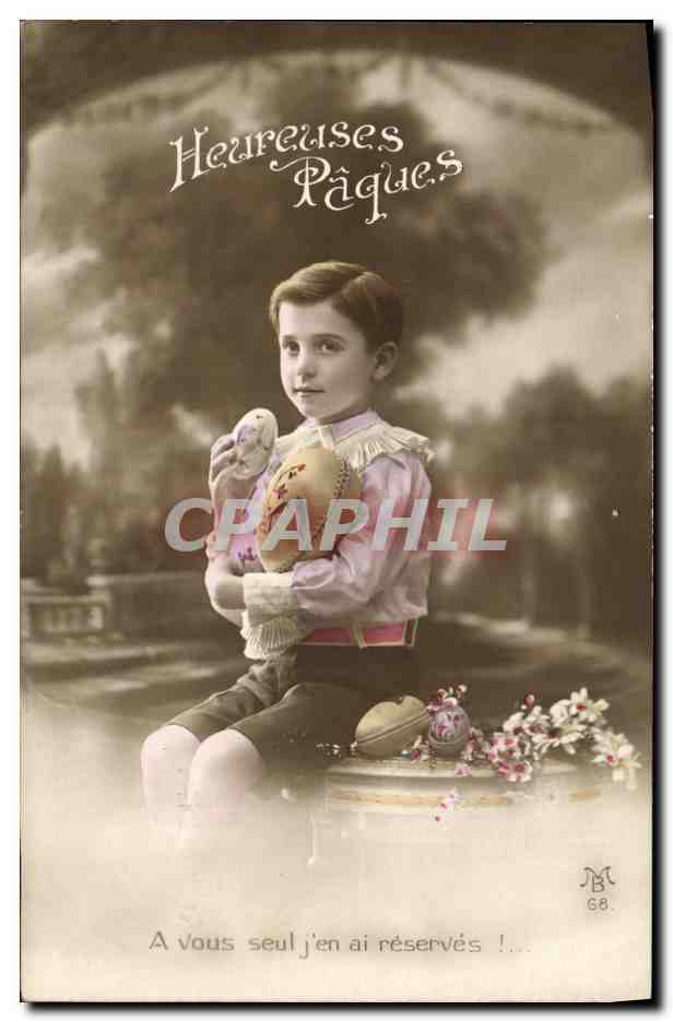 CPA Fantaisie Enfant Heureuses Paques
