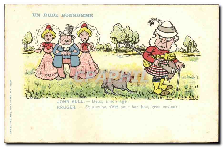 Un rude bonhomme — caricature de John Bull et Kruger — éditeur Julio
