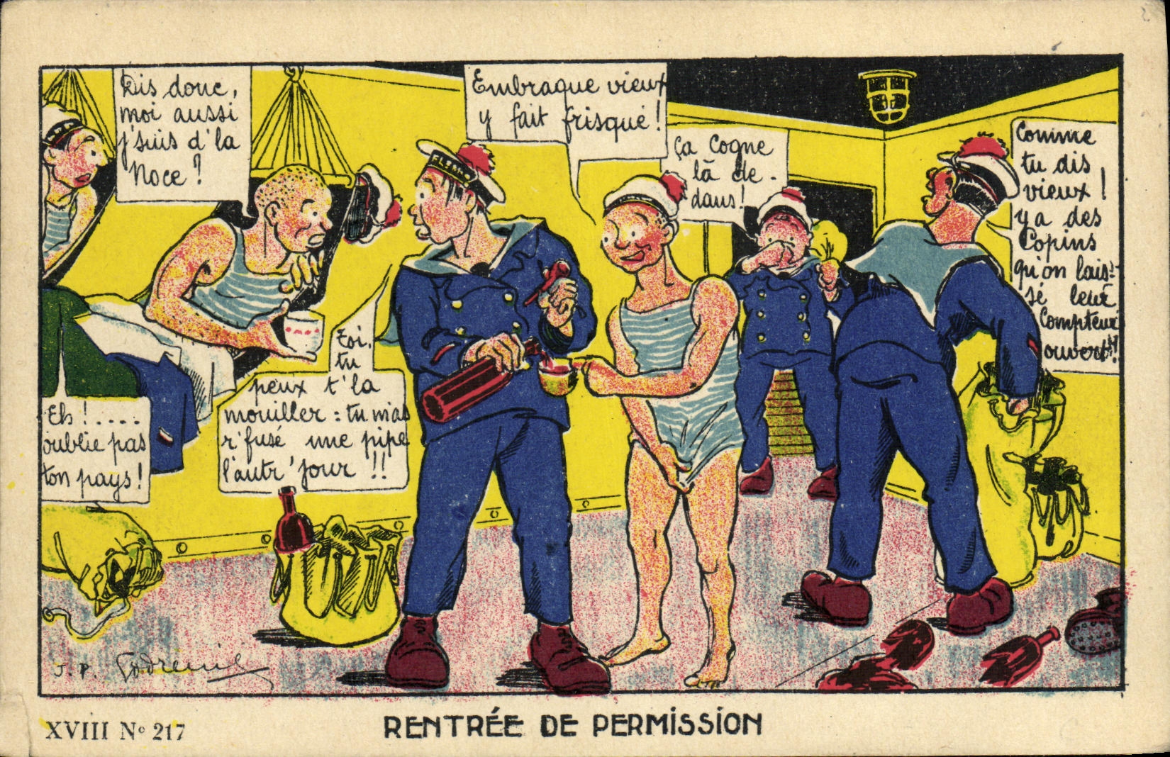 CPA Militaria Humour Illustrateur Rentree de permission