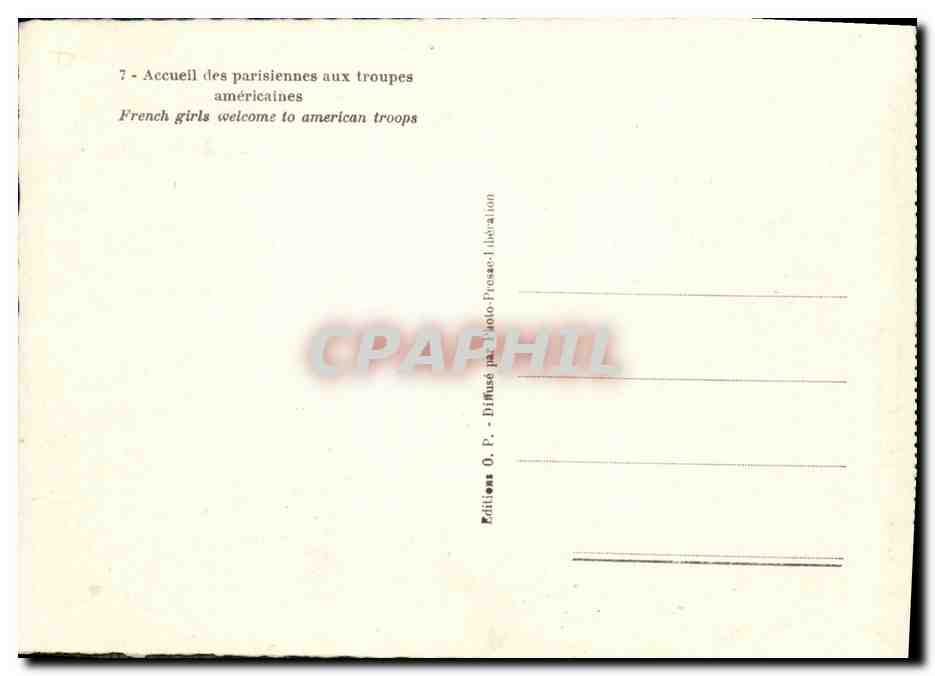 CPM Accueil des parisiennes aux troupes americaines Militaria — Rückseite