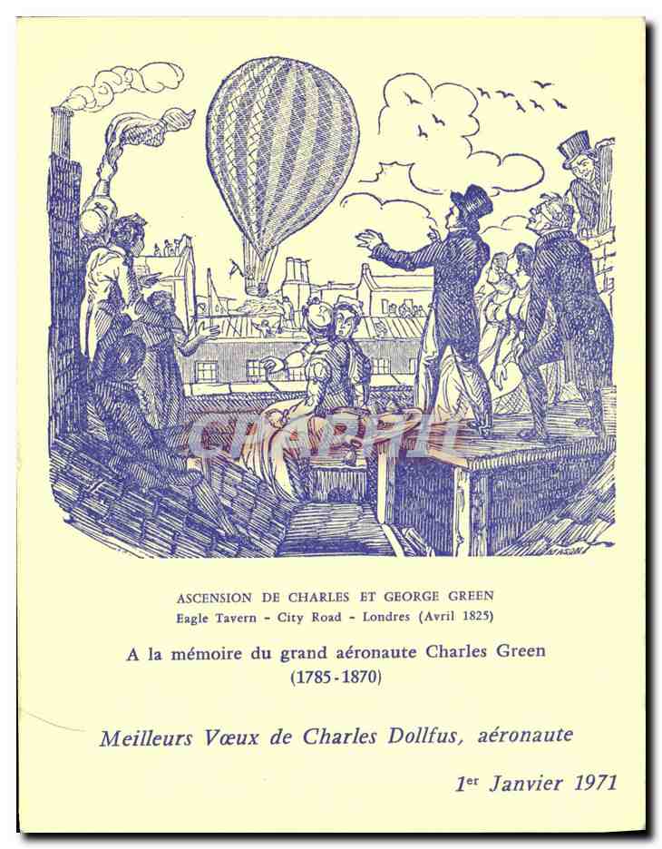 CPM Ascension de Charles et George Green Aeronaute 1er janvier 1971 Ballon 