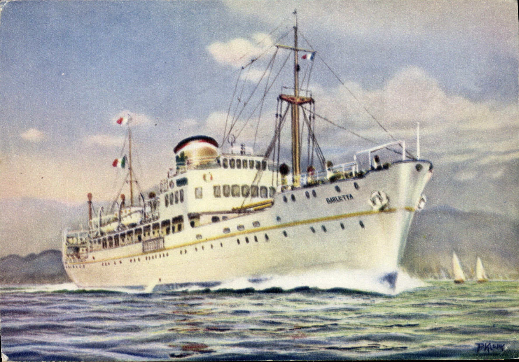 CPM Adriatica Societe de Navigation Paquebot Barletta Adriatique Grece turquie