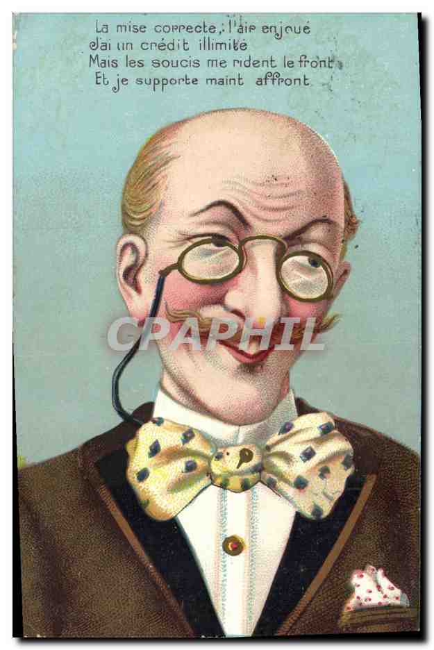 Homme en costume élégant avec cravate à pois — caricature — éditeur non visible