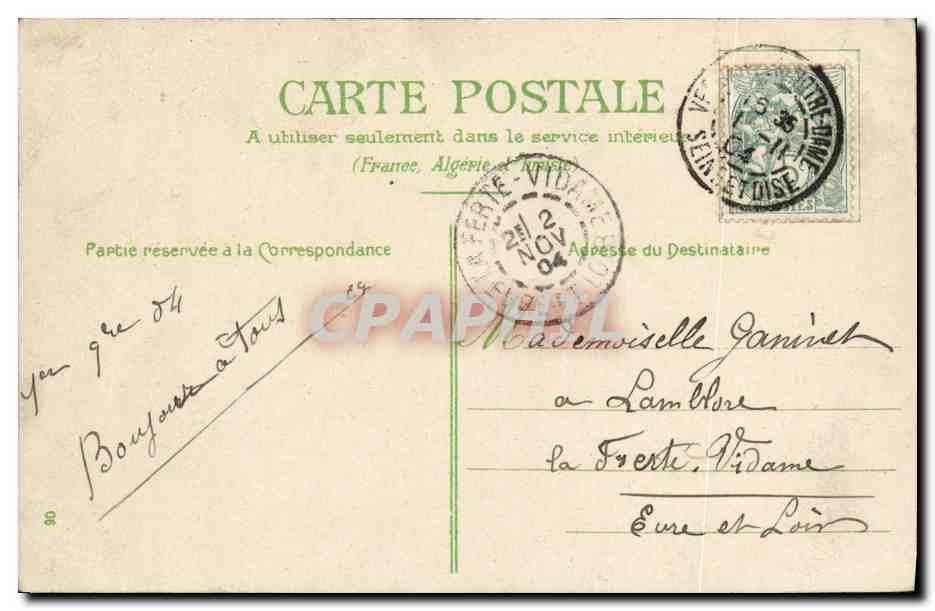 Caricature d'un homme — texte humoristique — éditeur non visible — Verso