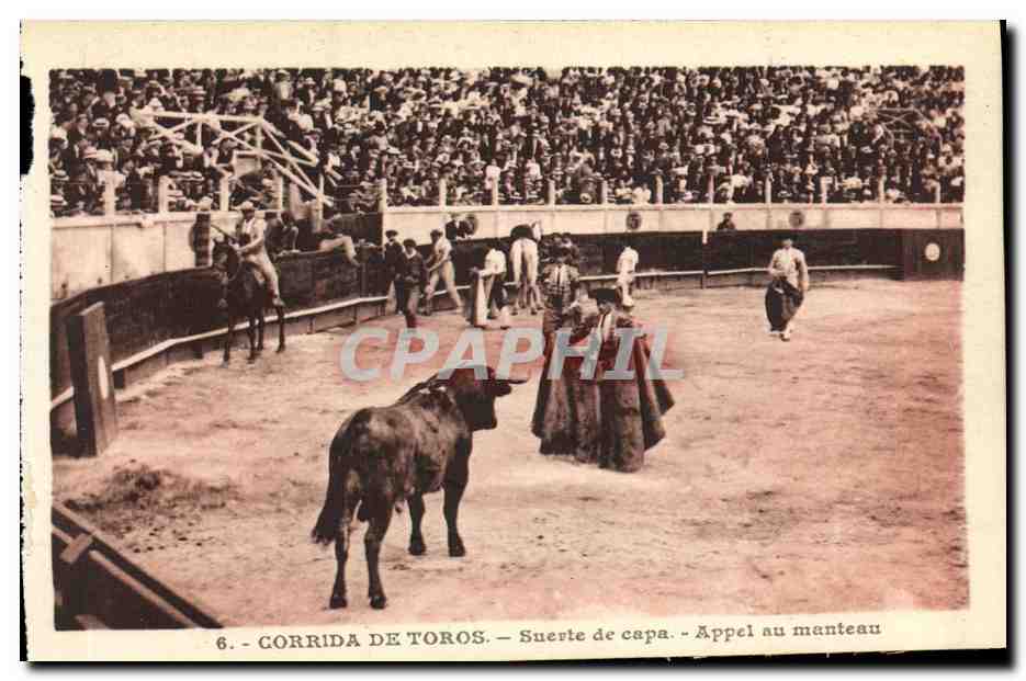 CPA Sport Espagne Corrida Toro Taureau suerte de Capa Appel au manteau
