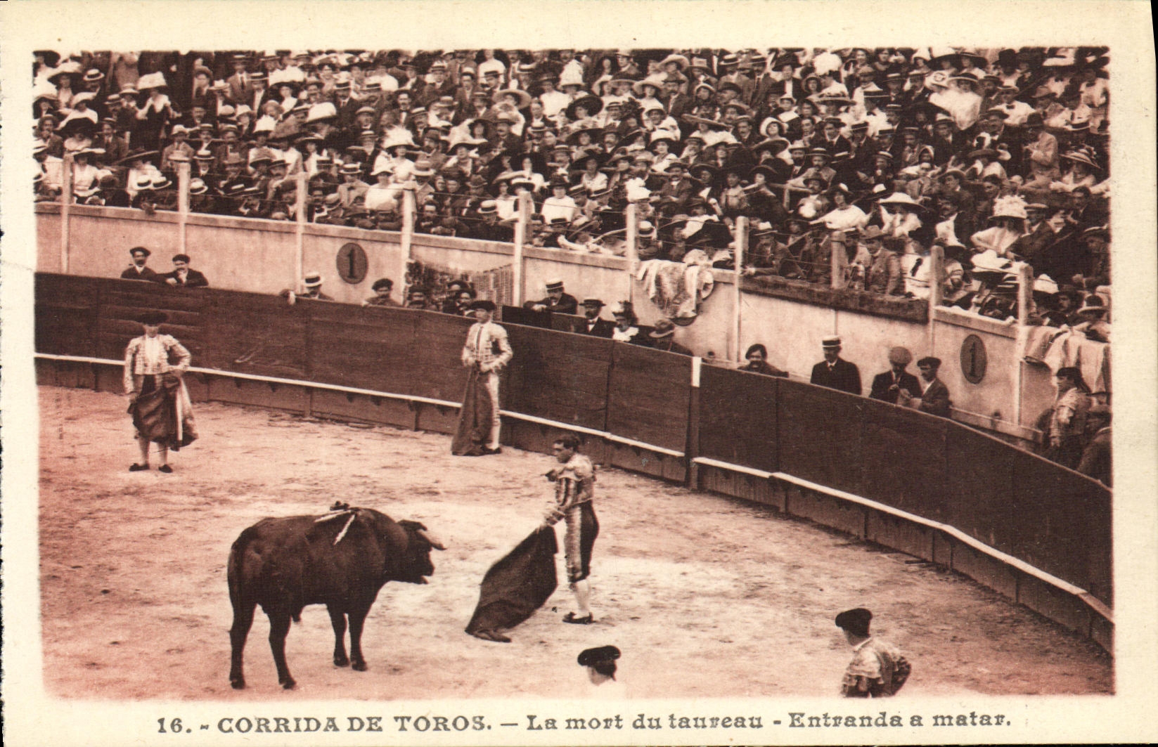 CPA Sport Espagne Corrida Toro Taureau La mort du taureau Entranda a matar