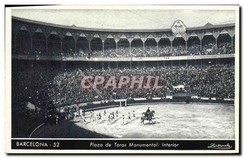 CPA Sport Espagne Corrida Toro Taureau Barcdelona Plaza de Toros Monumental Interior
