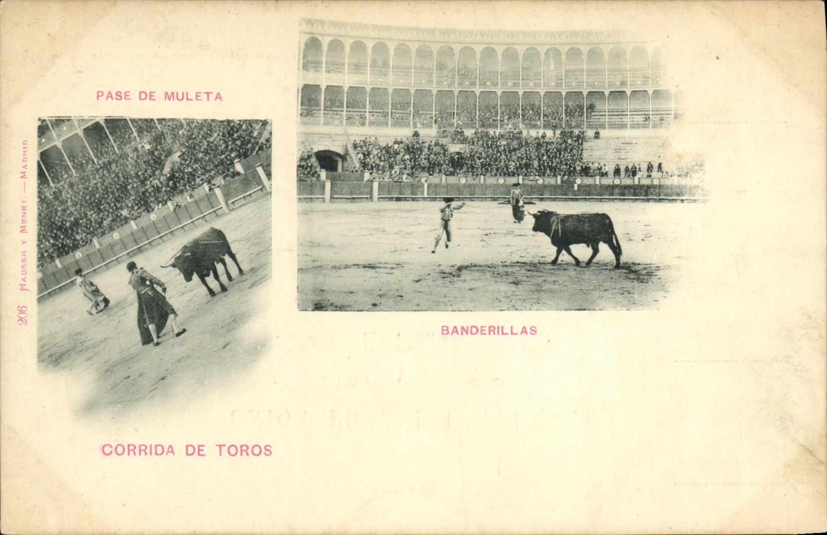 Corrida de Toros — Pase de Muleta y Banderillas — Hausen y Menet, n° 206