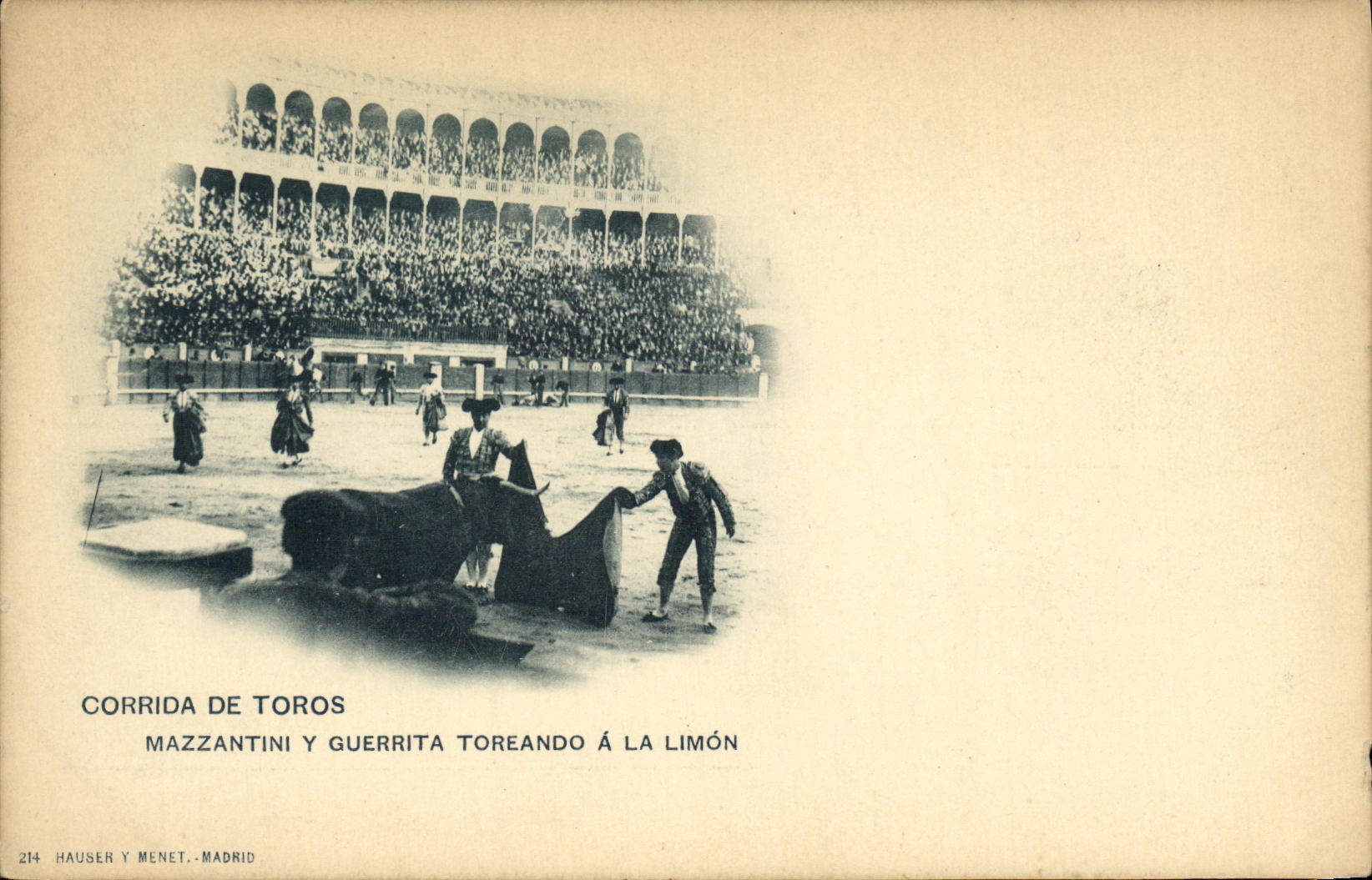 Corrida de toros — Mazzantini y Guerrita toreando á la Limón — Hauser y Menet, n° 214