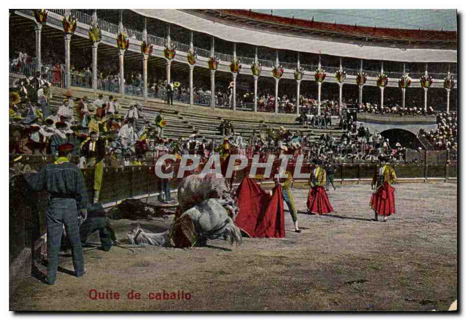 CPA Sport Espagne Corrida Toro Taureau Quite de Caballo