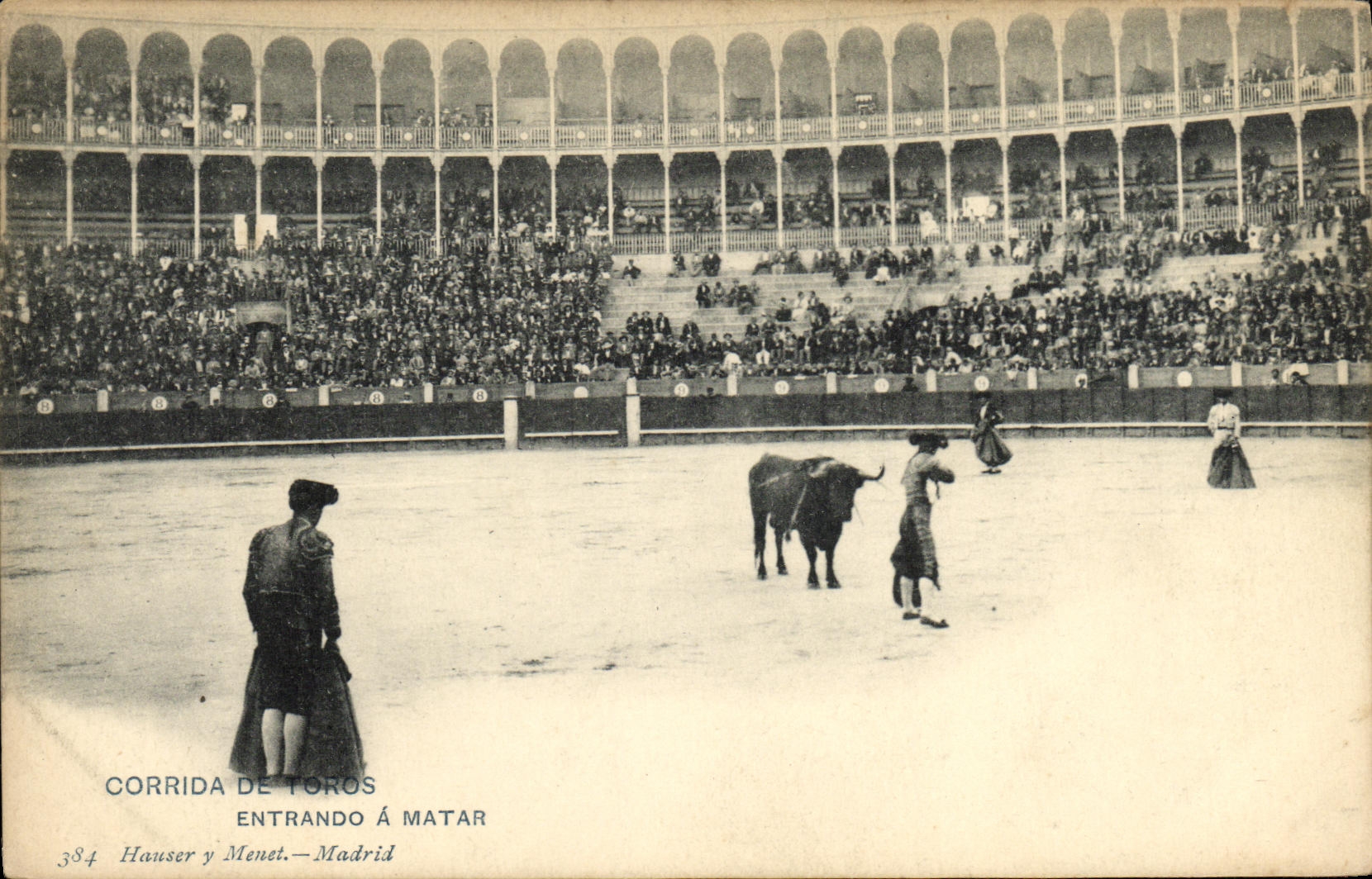 Corrida de toros — Entrando á matar — Hauser y Menel, n° 384
