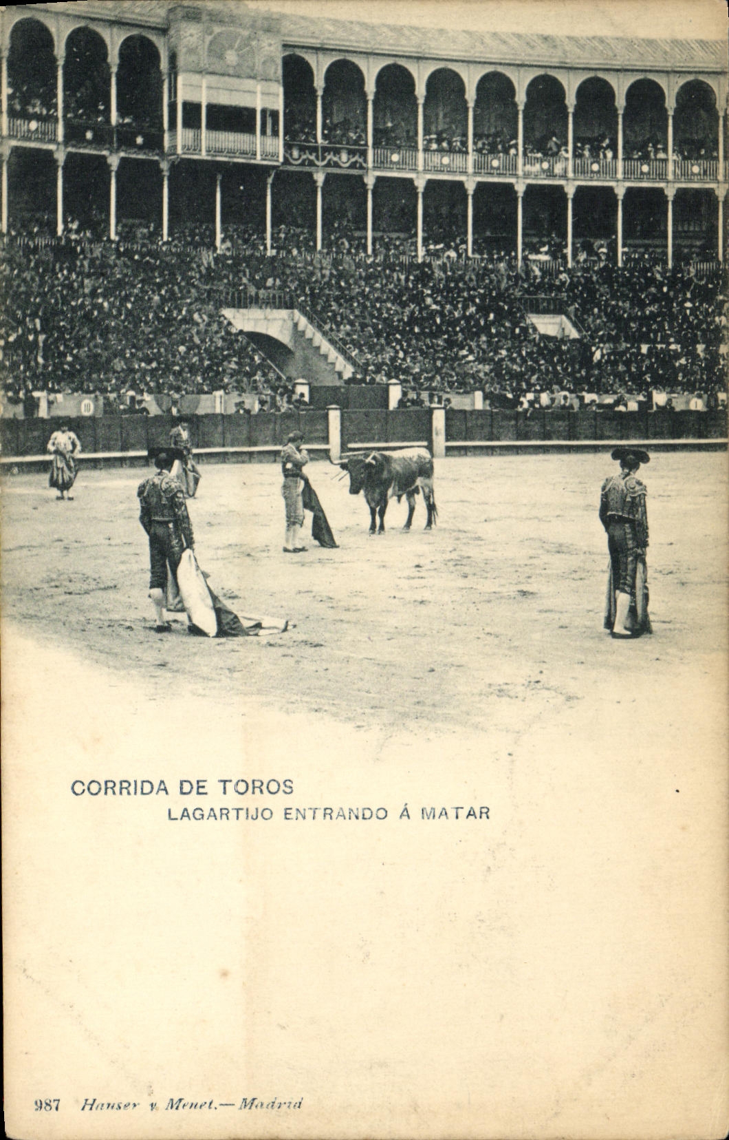 Corrida de toros — Lagartijo entrando á matar — Hanser y Menet, Madrid, n° 987