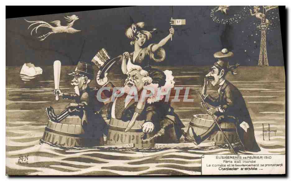 CPA Evenements de Fevrier 1910 Paris est inonde Inondations Tour Eiffel