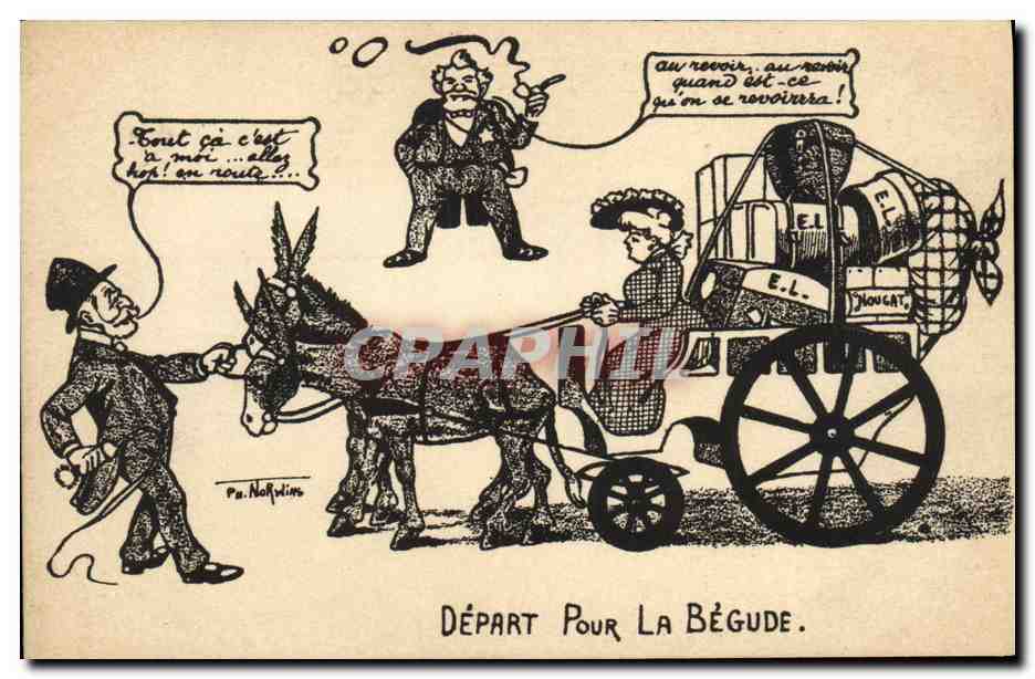 CPA Depart pour la Begude Charrette Norwins
