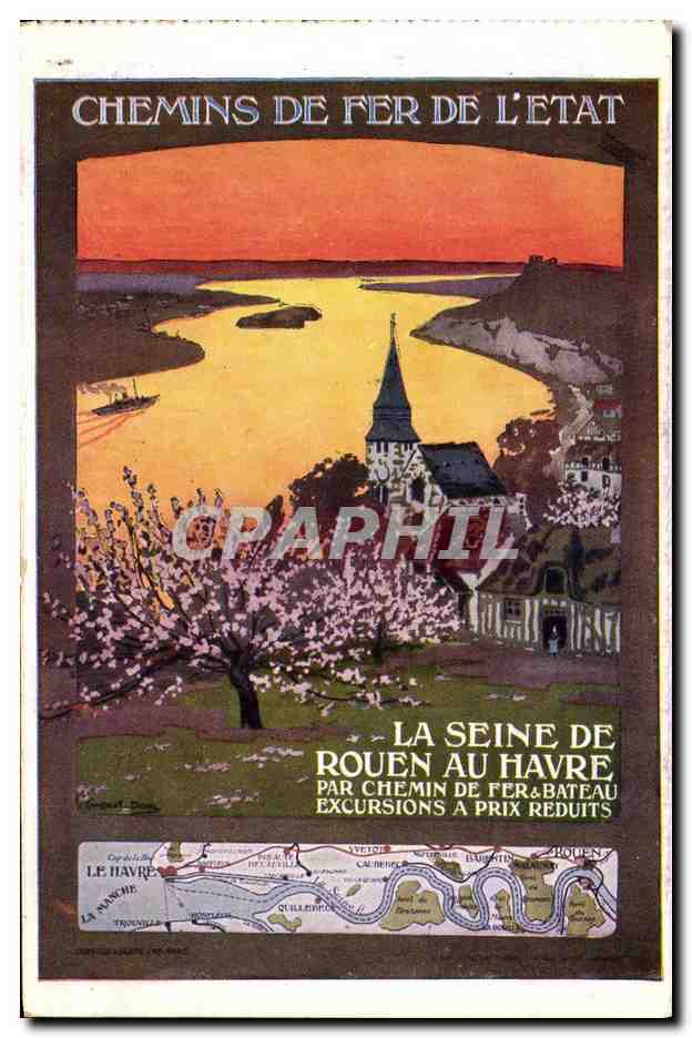 CPA Chemins de fer de l Etat La Seine de Rouen au Havre 