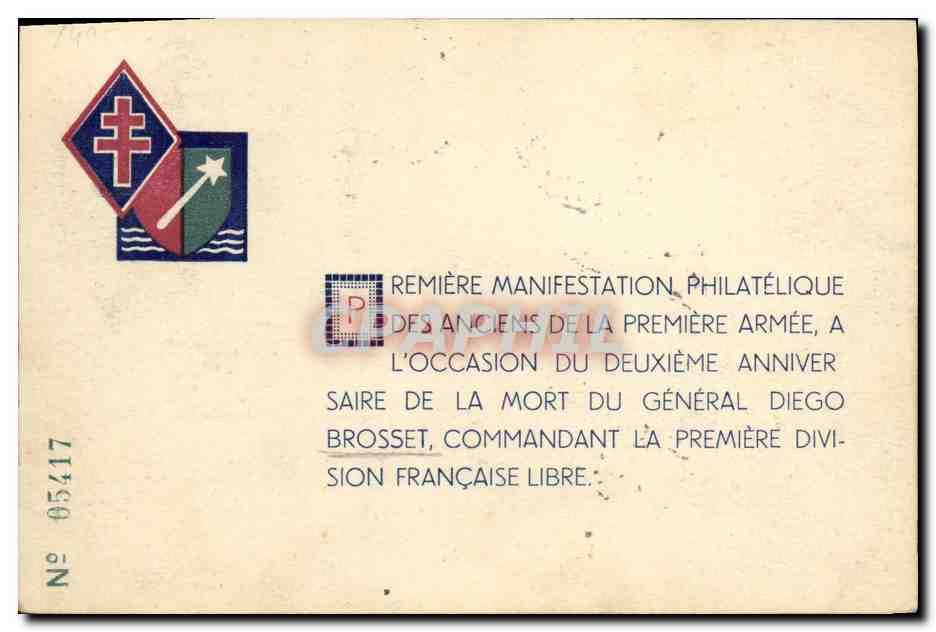 CPA General Brosset Manifestation philatelique des anciens de la premiere armee 