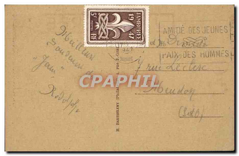 CPA MAXIMUM Jamboree Mondial de la paix France 1947 — Rückseite