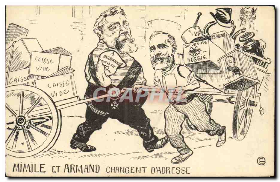 CPA Loubet President de la Republique Mimile et Armand changent d adresse Souvenirs Russie 