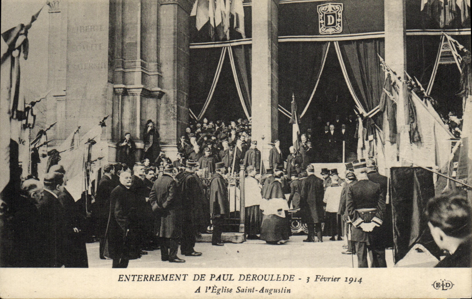 Enterrement de Paul Déroulède - 3 Février 1914 — À l'Église Saint-Augustin — Éditeur E.D.