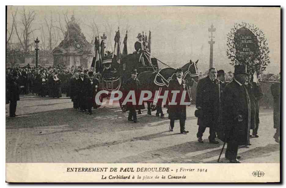 CPA Enterrement de Paul Deroulede 3 fevrier 1914 Le corbillard a la place de la Concorde
