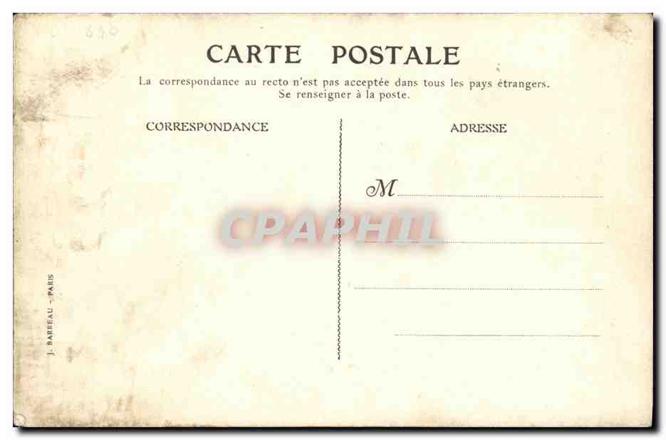 S.M. Alphonse XIII Roi d'Espagne — au volant de sa 12 HP 4 Cylindres Dion-Bouton — éditée par J. Barbeau - Paris — Verso