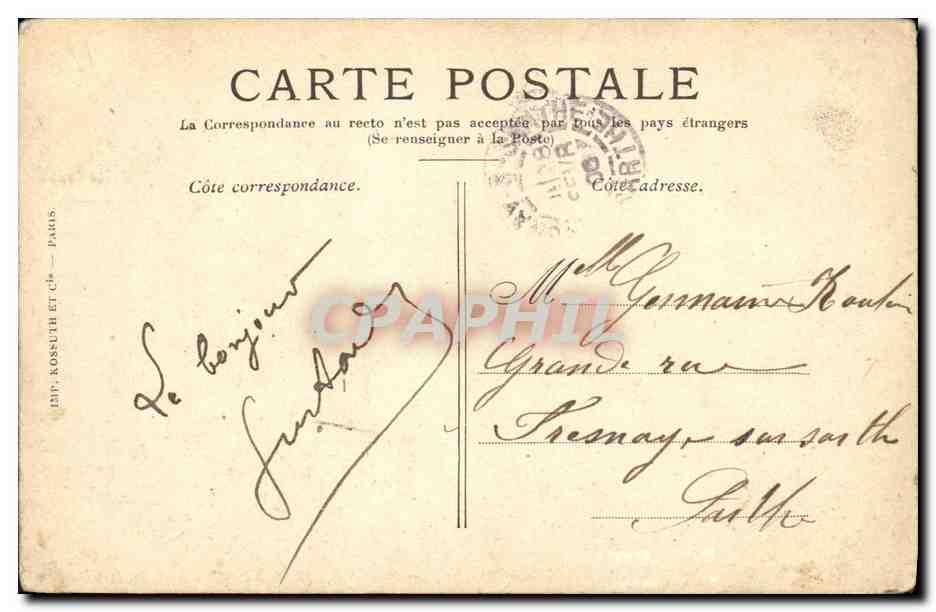 S.M. Alphonse XIII aux Halles. Le cortège officiel — Offert par la Maison Beaufls & Cie. — Éditeur Kossuth — Rückseite