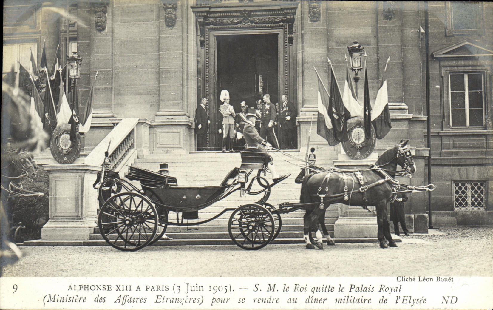 Alphonse XIII à Paris — (Ministère des Affaires Etrangères) — Cliché Léon Bouët
