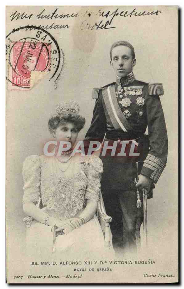 SS. MM. D. ALFONSO XIII Y D.ª VICTORIA EUGENIA — Reyes de España — Hauser y Mené — Madrid
