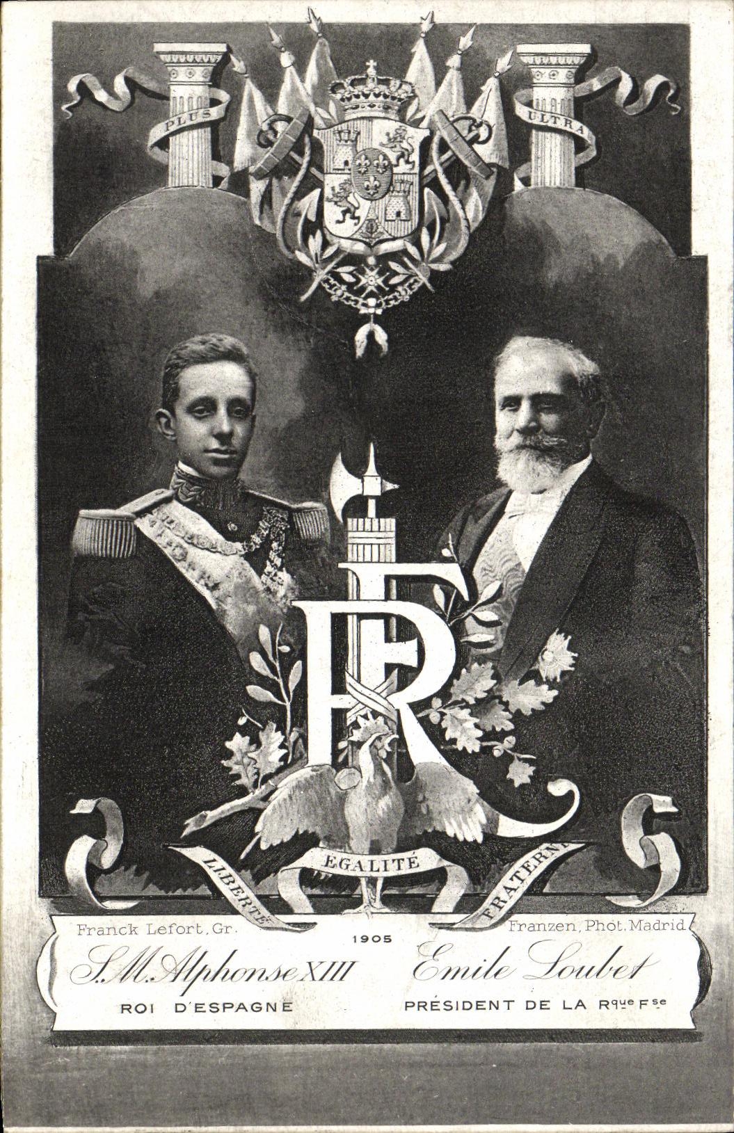 S.M. Alphonse XIII — Emile Loubet — 1905 — Franzen, Phot. Madrid