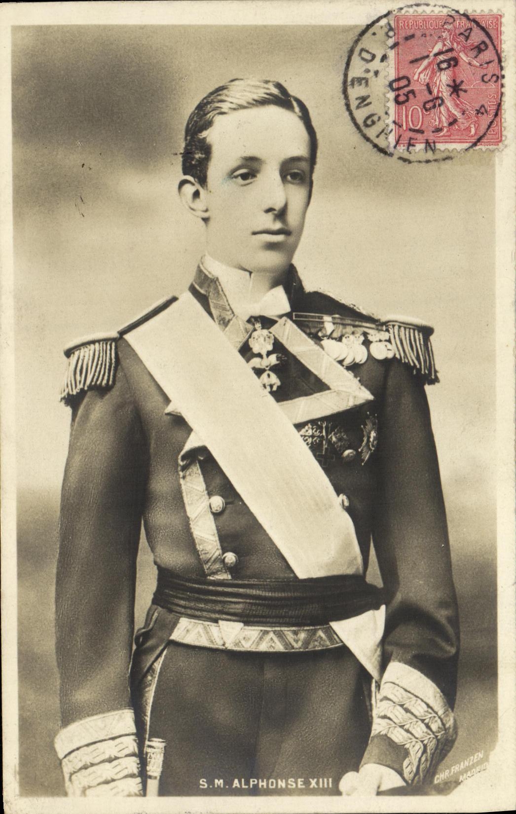 S.M. Alphonse XIII — portrait en uniforme militaire — CHR FRANKEN, n° 312
