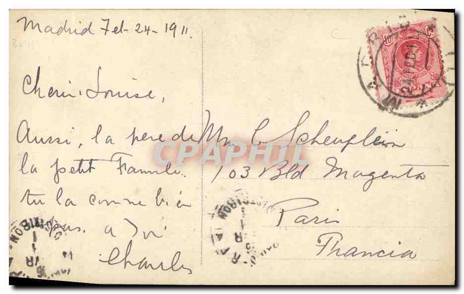 Alfonso XIII — Roi d'Espagne — éditeur inconnu, n° de série non visible — Verso