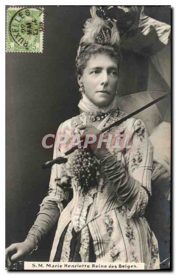 S.M. Marie Henriette Reine des Belges — portrait en costume royal — éditeur anonyme, n° de série non visible