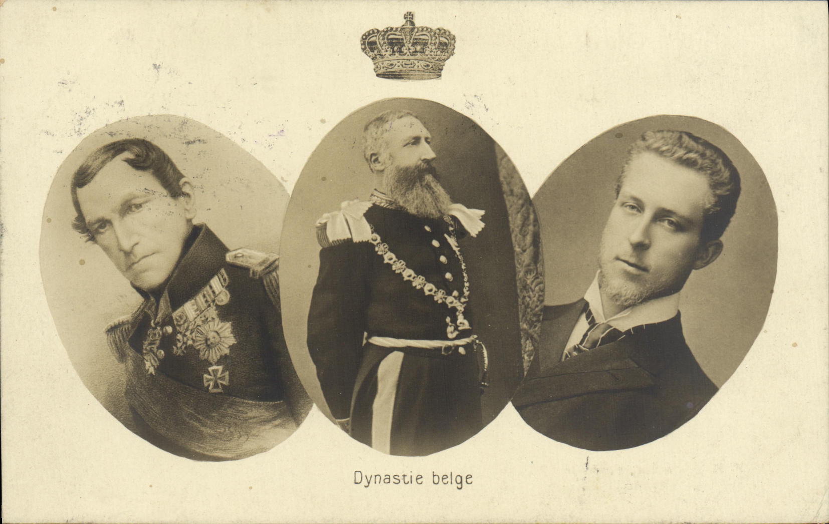 Dynastie belge — trois portraits de membres de la famille royale — éditeur H.M. Dobrecourt, n°125