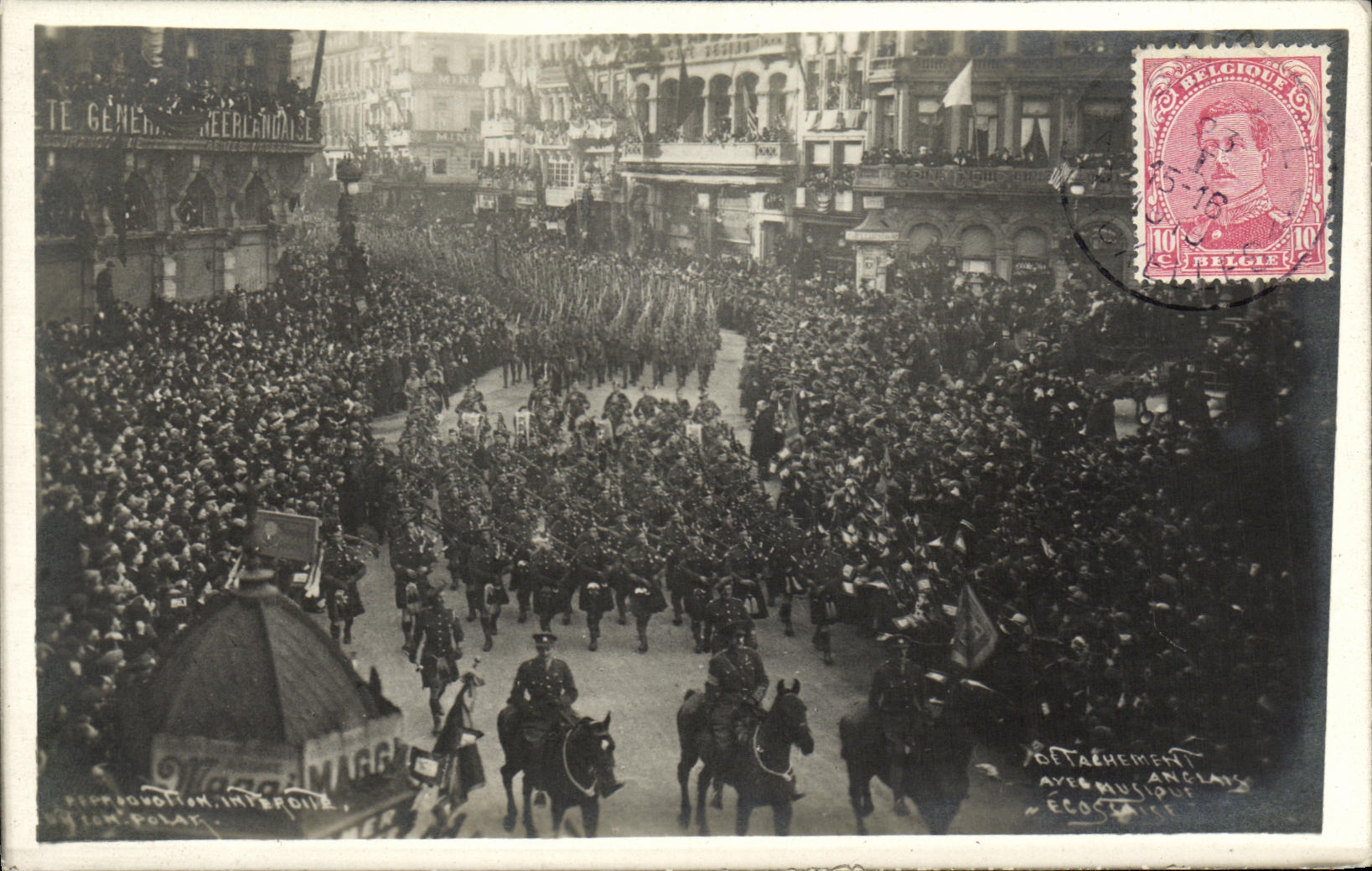 CPA Bruxelles Detachement anglais avec musique ecossaise Militaira 