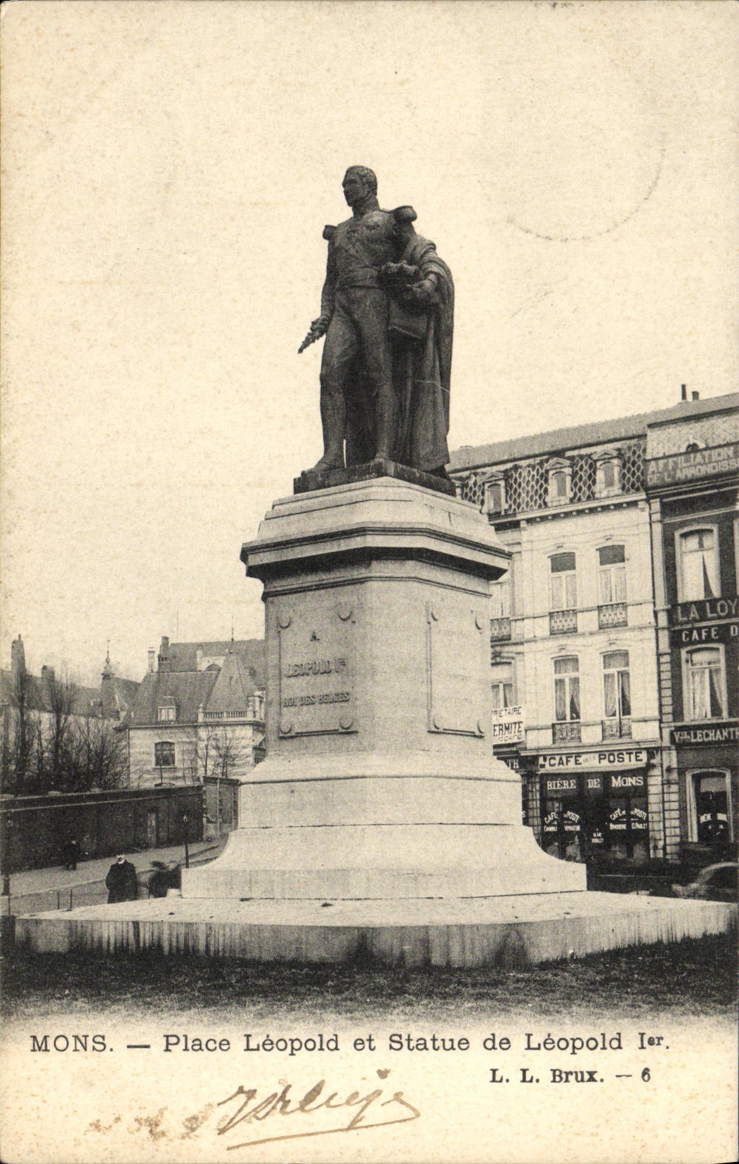 CPA Mons place Leopold et statue de leopold Ier