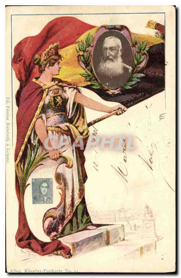 CPA Leopold Albert 1er Belgique Allegorie