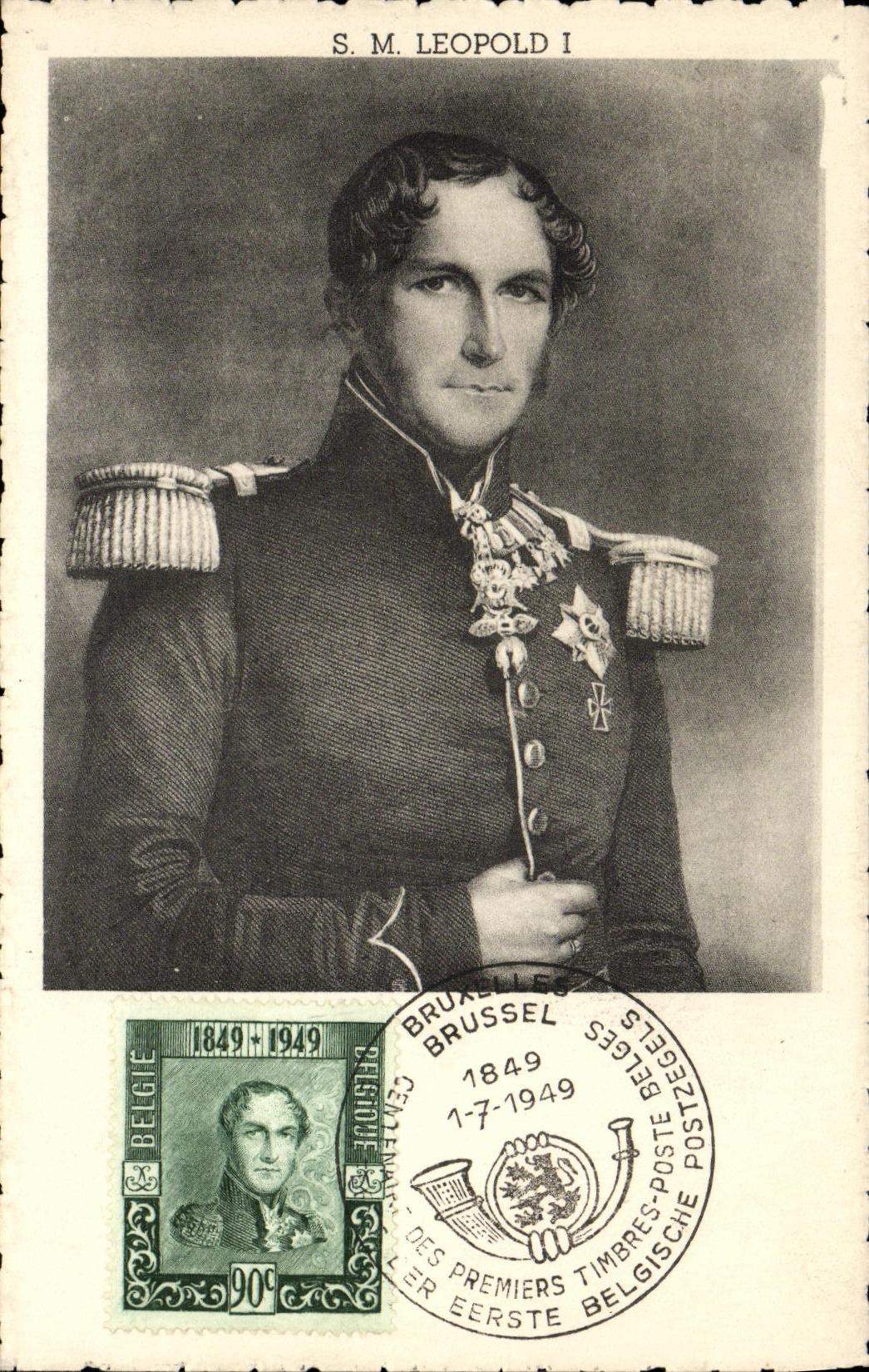 S.M. Léopold I — 1849-1949 — Éditée par la Corporation des Négociants en timbres-poste (A.S.B.L.) - Recto