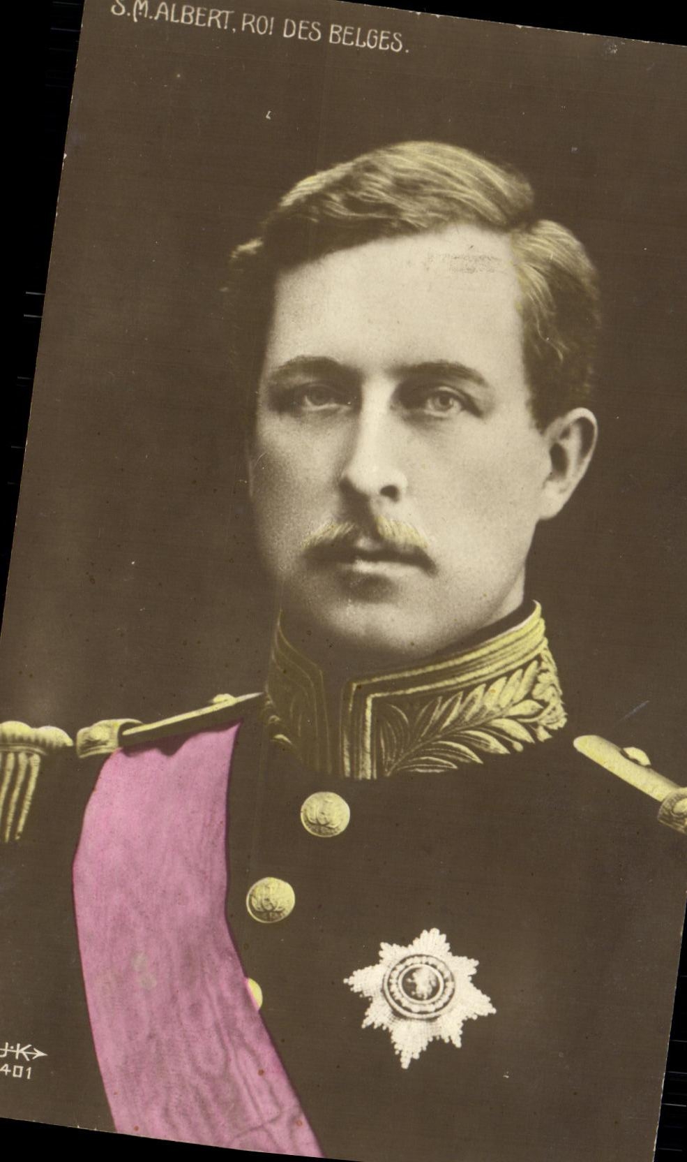 S.M. Albert, Roi des Belges — portrait en uniforme militaire — éditeur JHK, n° 401