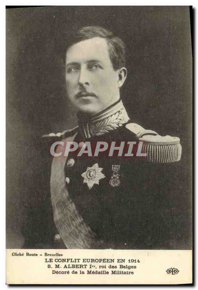 S.M. Albert Ier, roi des Belges — Décoré de la Médaille Militaire en 1914 — Cliché Boute - Bruxelles