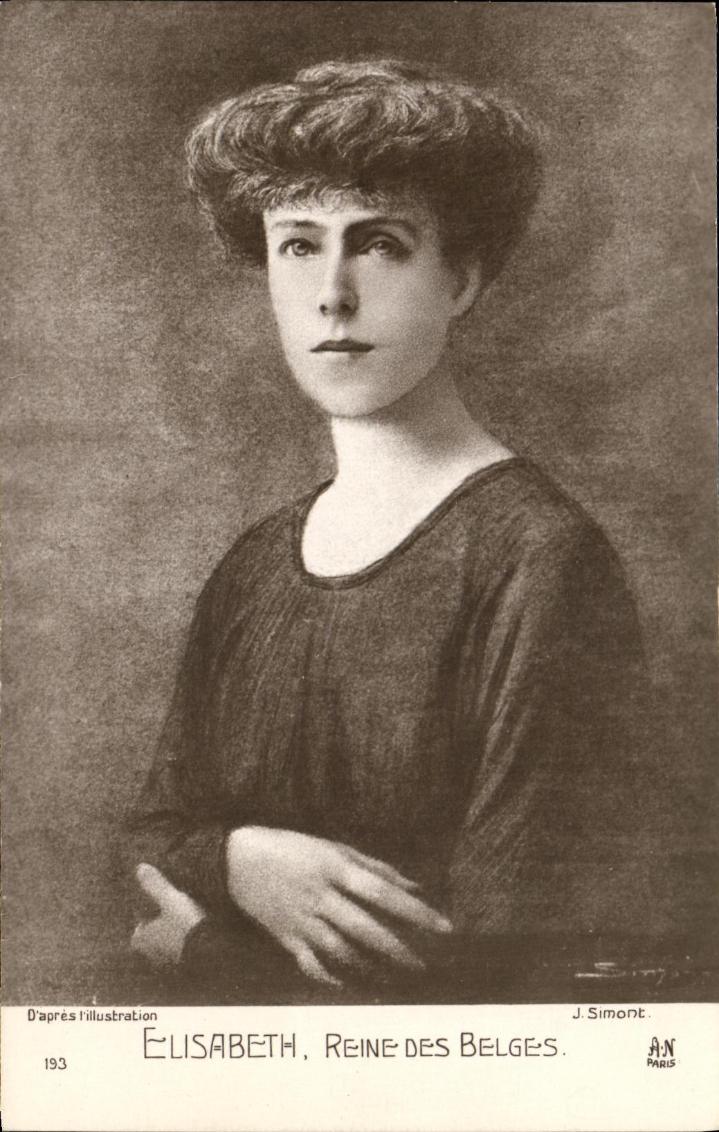 Élisabeth, Reine des Belges — portrait — J. Simont, Paris, 193