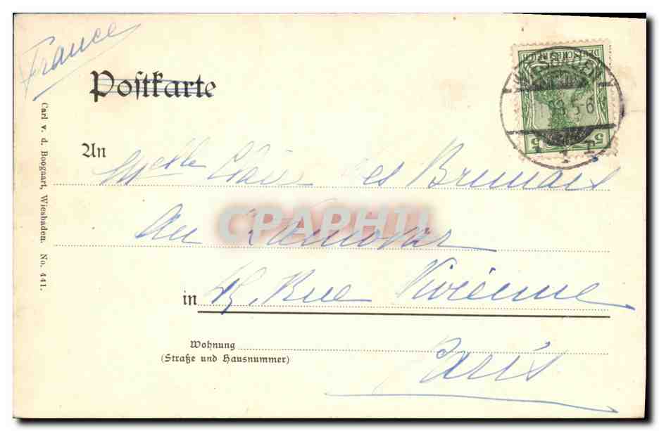 S. Maj. der Kaiser in Wiesbaden — éditeur H. Klein, n° 411 — Verso