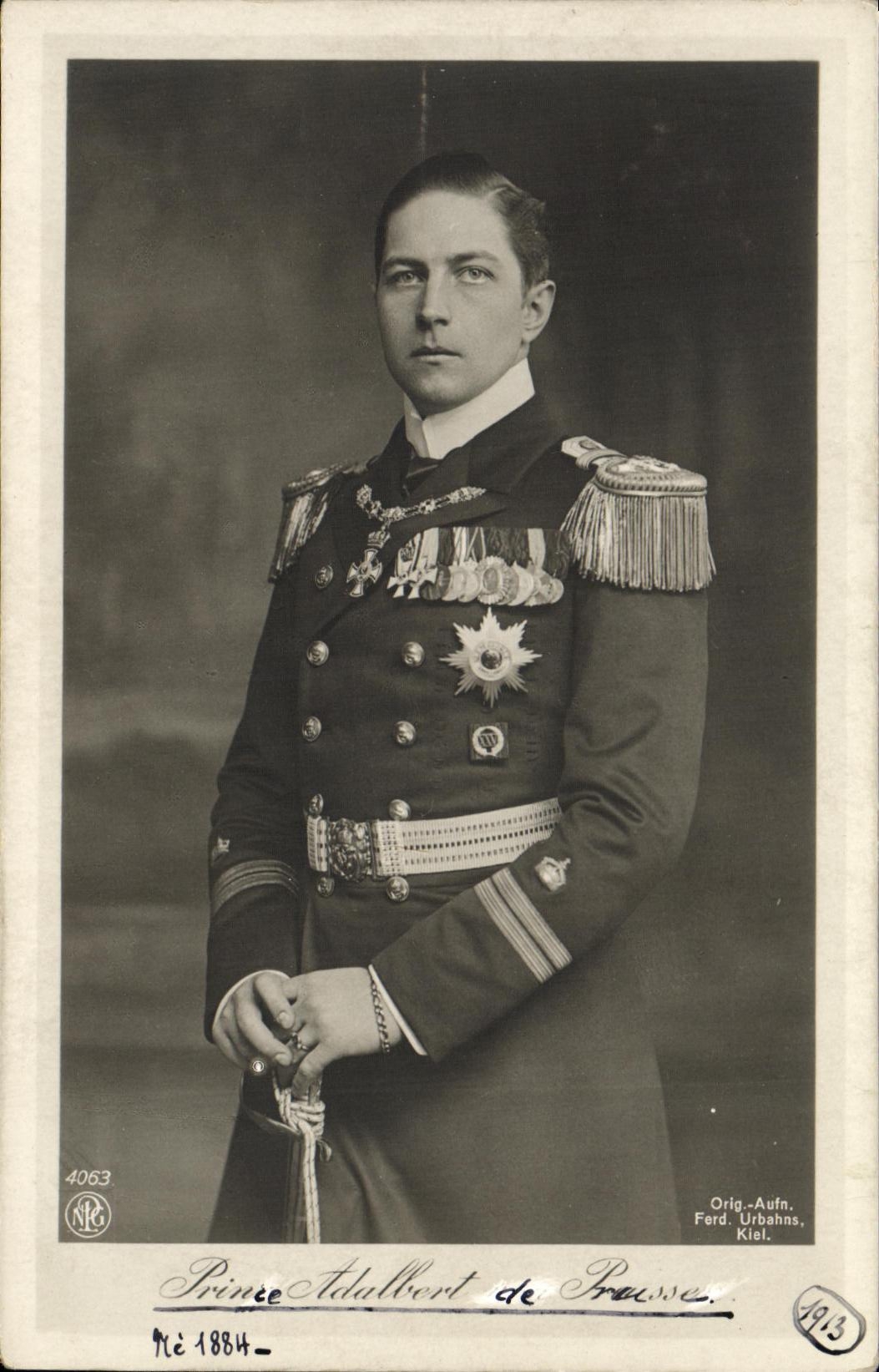 Prince Adalbert de Prusse — portrait en uniforme — Ferd. Urbahns, Kiel, n° 4063