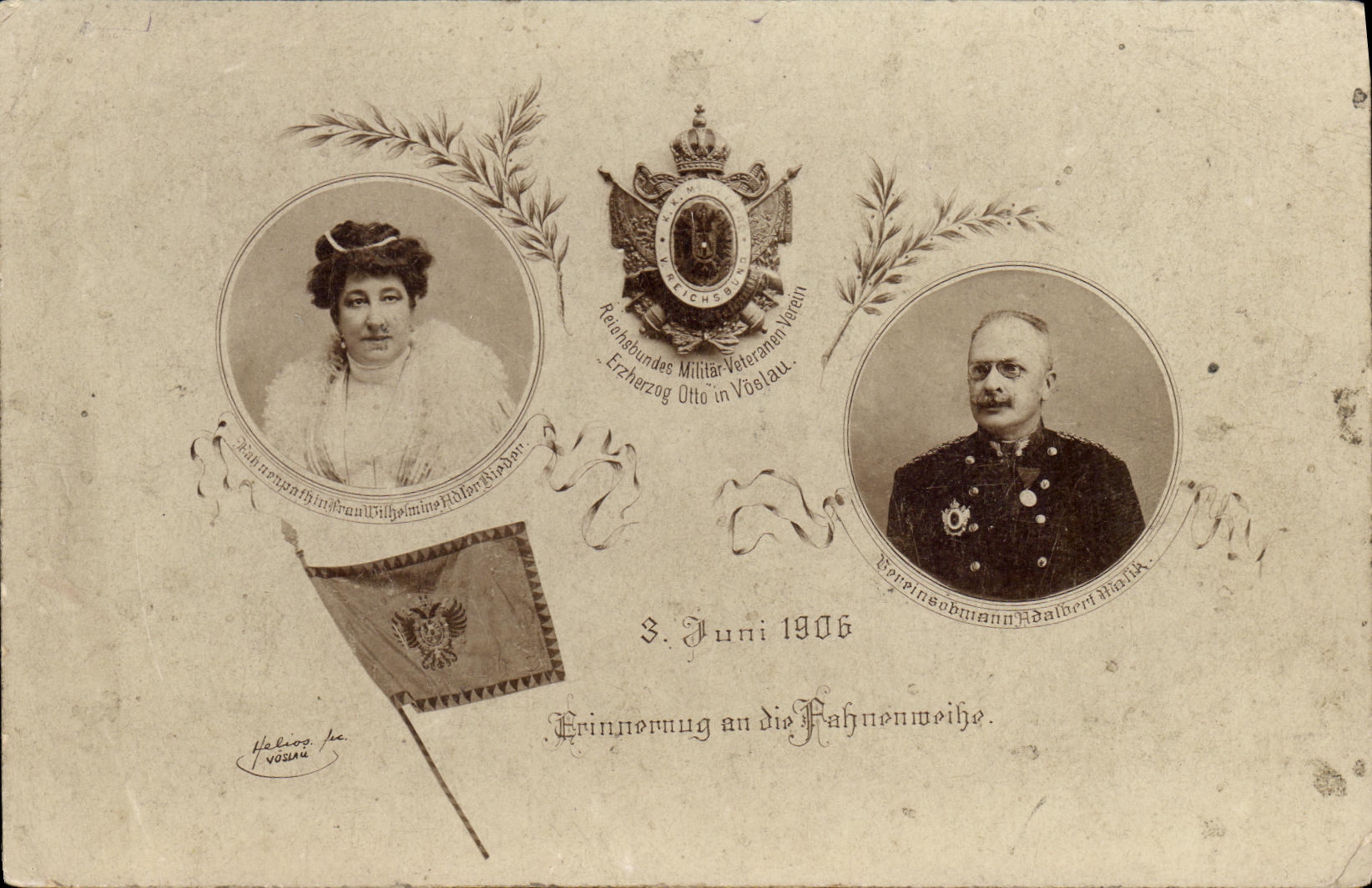 Erinnerung an die Rahmenweihe — Erzherzog Otto in Voslau — 9. Juni 1906 — Phot. Atelier Helios Voslau